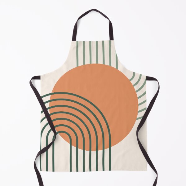 Item preview, Mid Century Modern Geometric Rainbow Arches Botanical Fresh Eucalyptus Green Apricot designed and sold by nineFlorals.