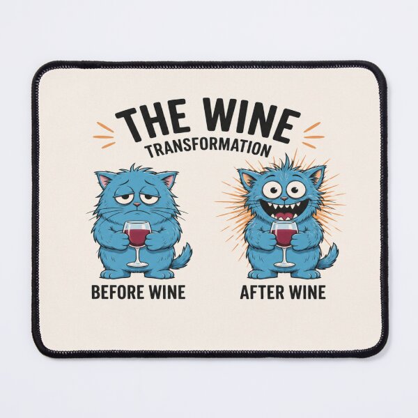 Item preview, Funny Wine Cat Transformation T-Shirt | Before Wine After Wine Cartoon Cat Graphic designed and sold by ArtoryNest.