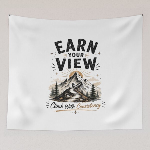 Item preview, Earn Your View Mountain Motivation designed and sold by Astra-Parallax.