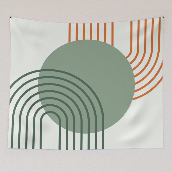 Item preview, Mid Century Modern Geometric Rainbow Arches Botanical Fresh Sage Green designed and sold by nineFlorals.
