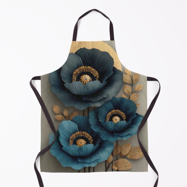 Item preview, Elegant Teal Poppy Flowers with Gold Accents designed and sold by colorful-white.