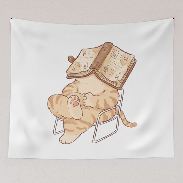 Item preview, Cute Sleepy Ginger Cat Napping Under Book designed and sold by CrystalMineArts.