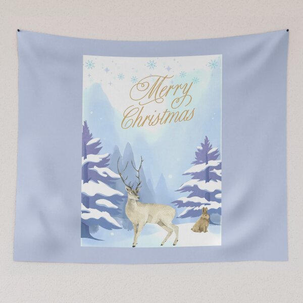 Item preview, Winter design with deer and hare in the snow designed and sold by PureHopeStudio.