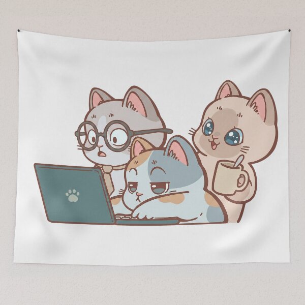 Item preview, Funny Cats Working On Laptop Office Meme designed and sold by CrystalMineArts.