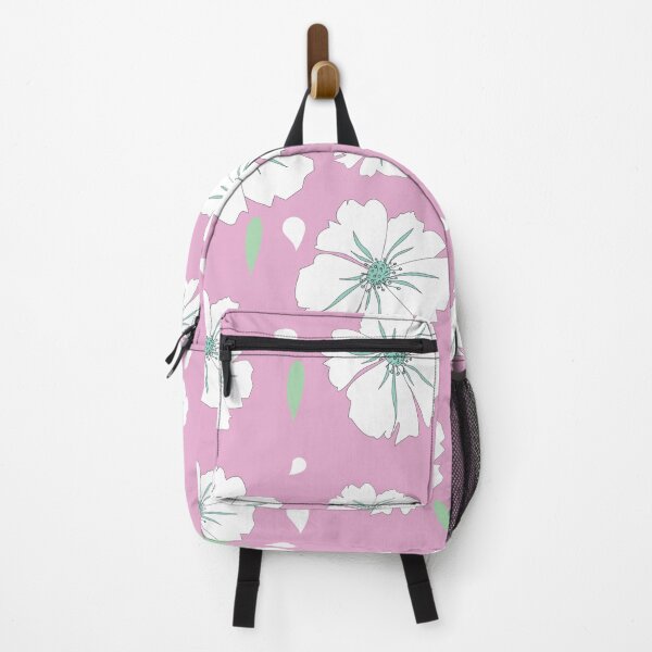 Item preview, Cute seamless pattern with white cosmos flowers on pink background. designed and sold by AjjimaJKM.