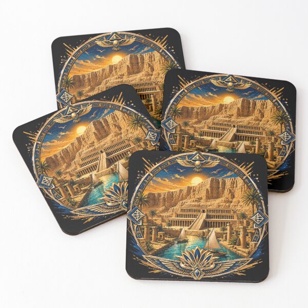 Item preview, Hatshepsut Temple Nile Sunset designed and sold by BastetNileArt.