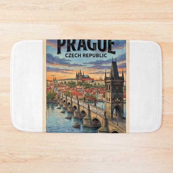 Item preview, Prague Czech Republic Charles Bridge Illustrated Travel Poster designed and sold by Ar0undTheW0rld.
