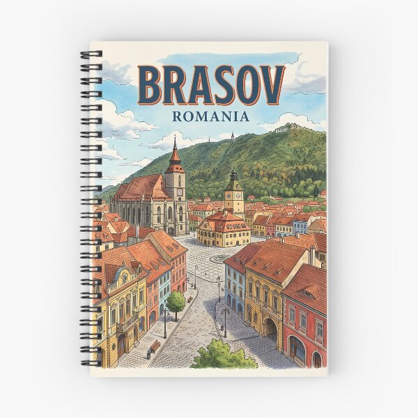Item preview, Brasov Romania Illustrated Travel Poster designed and sold by Ar0undTheW0rld.