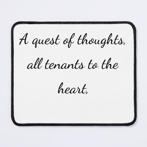 Item preview, "A quest of thoughts, all tenants to the heart," - handwriting black designed and sold by ariksworld.