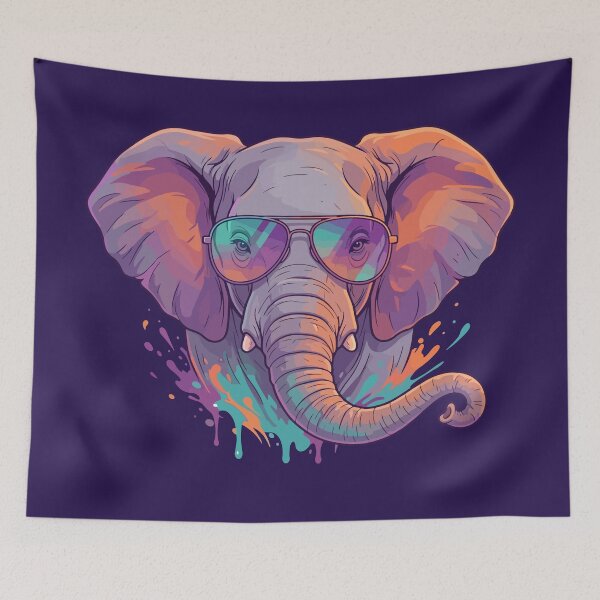 Item preview, Cool Elephant with Sunglasses - Vibrant Pop Art Animal Illustration designed and sold by artscripts.