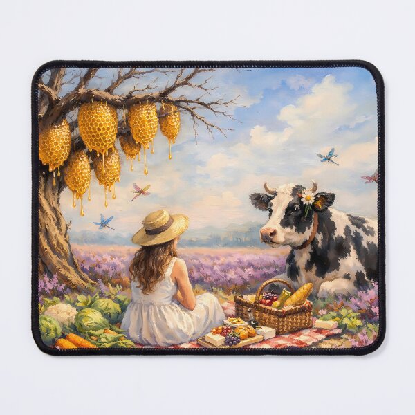 Item preview, Outdoor Meal with a Cow in the Lavender Field designed and sold by M-Y-A-R-T-.