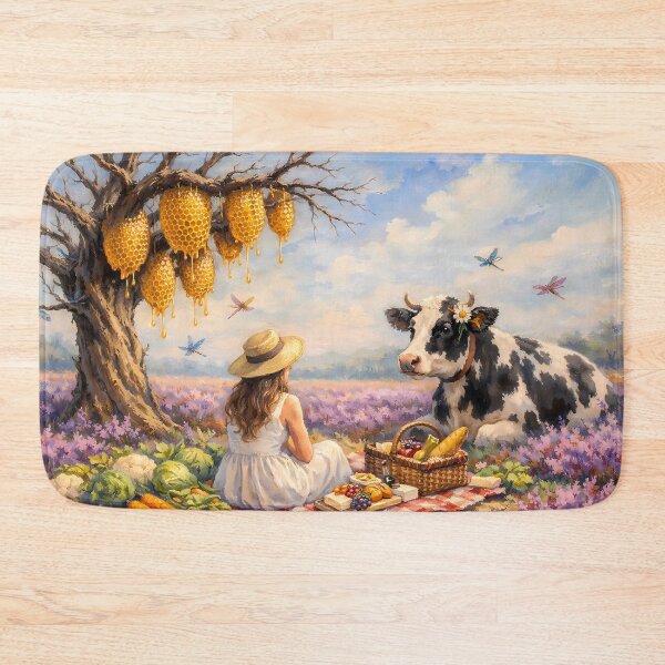Item preview, Outdoor Meal with a Cow in the Lavender Field designed and sold by M-Y-A-R-T-.