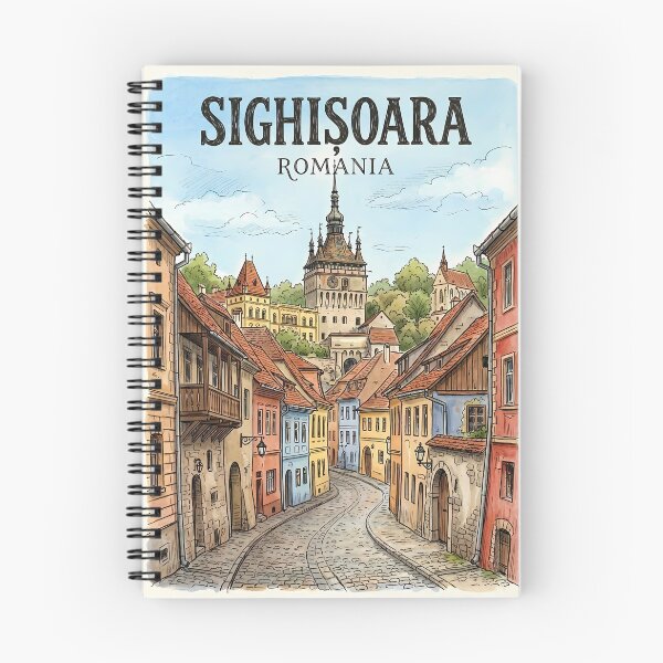 Item preview, Sighișoara Romania Illustrated Travel Poster designed and sold by Ar0undTheW0rld.