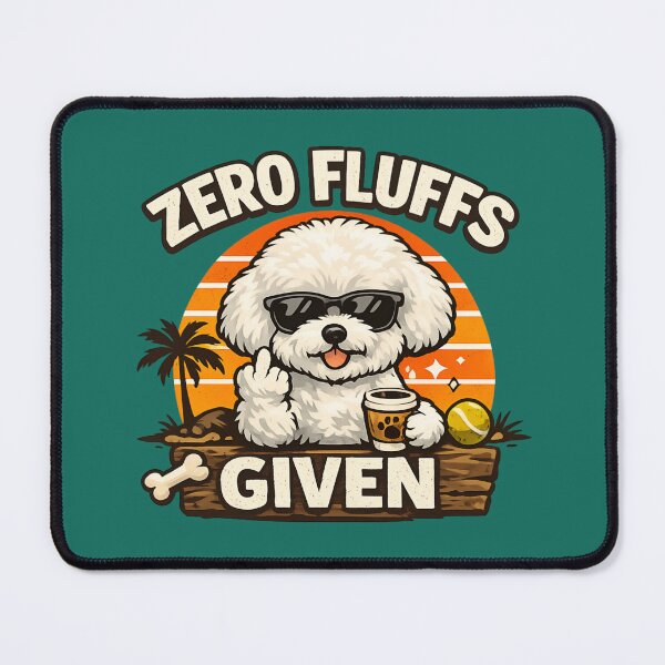 Item preview, Zero Fluffs Given - Funny Bichon Frise Dog Retro Sunset designed and sold by SidTastic .