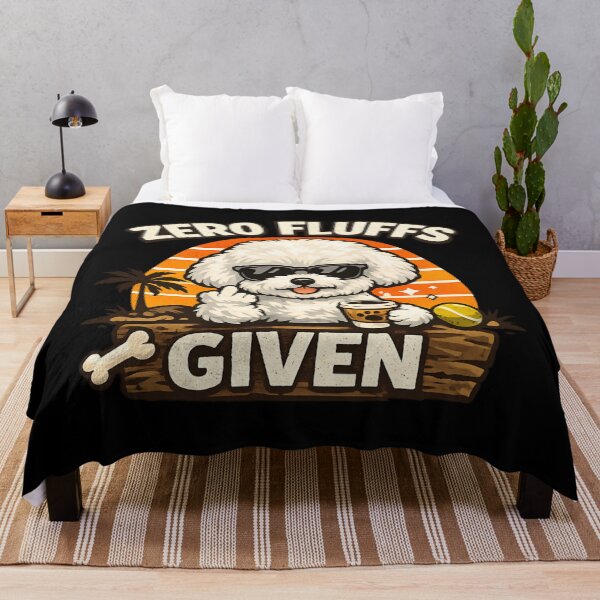 Item preview, Zero Fluffs Given - Funny Bichon Frise Dog Retro Sunset designed and sold by SidTastic .