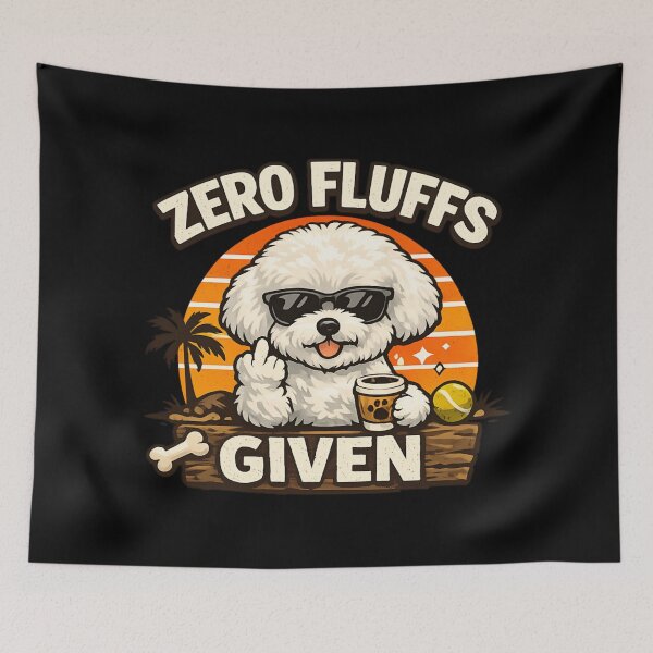 Item preview, Zero Fluffs Given - Funny Bichon Frise Dog Retro Sunset  designed and sold by SidTastic .