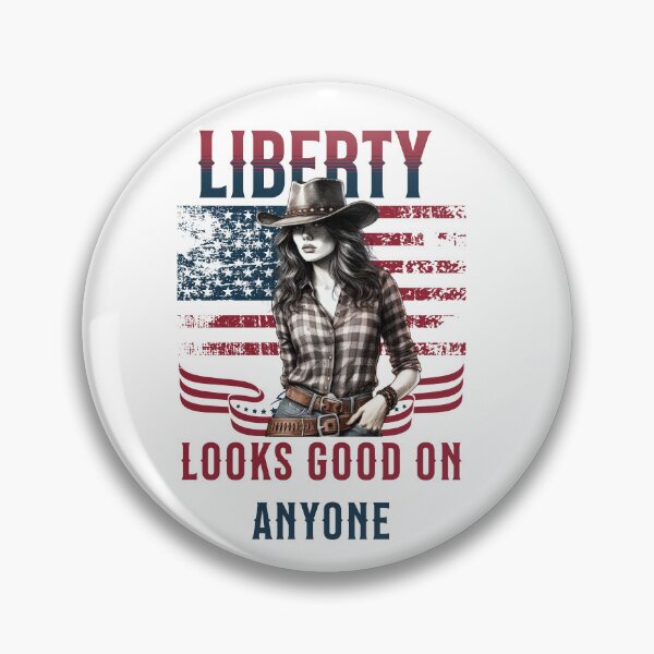 Item preview, Liberty Looks Good on Anyone Americana Cowgirl Independence Day designed and sold by CurlyDogDesigns.