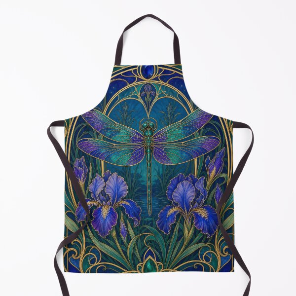 Item preview, Dragonfly Art Nouveau Iris Bloom designed and sold by AntiqueImages.