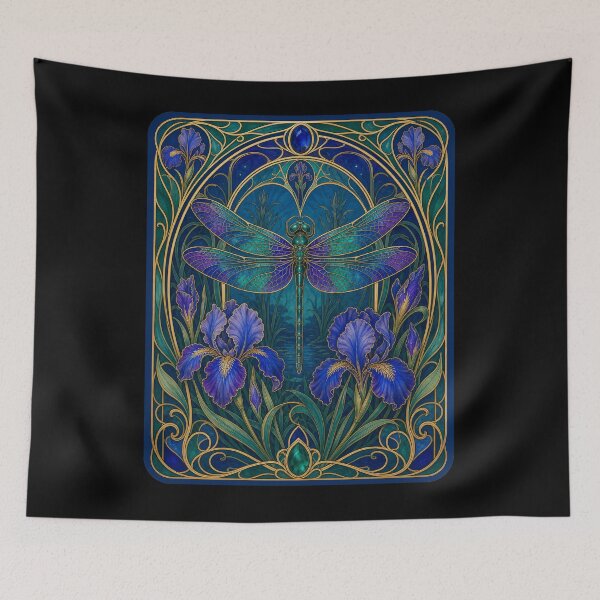 Item preview, Dragonfly Art Nouveau Iris Bloom designed and sold by AntiqueImages.