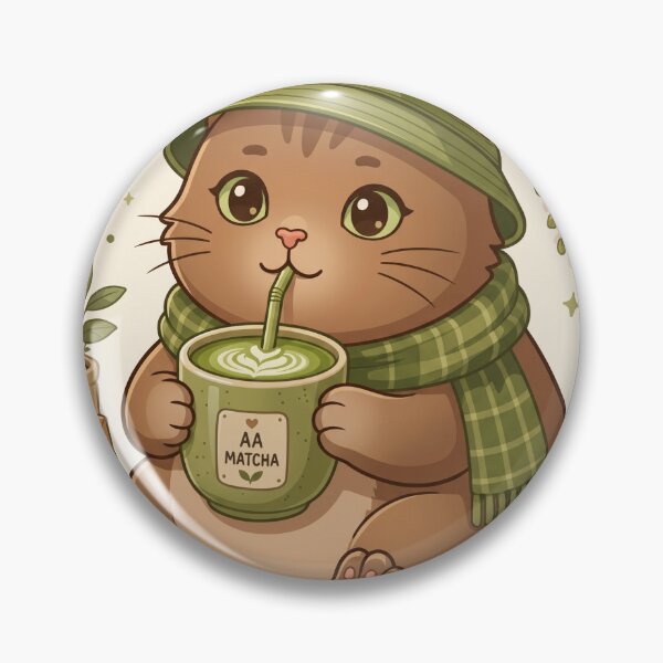 Item preview, Cute Kawaii Matcha Cat Aesthetic Cozy Kitten Sticker designed and sold by ArjunDev1994.