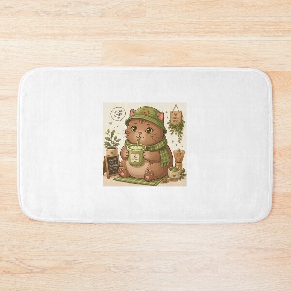 Item preview, Cute Kawaii Matcha Cat Aesthetic Cozy Kitten Sticker designed and sold by ArjunDev1994.