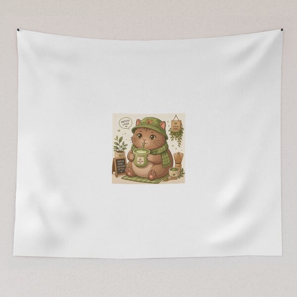 Item preview, Cute Kawaii Matcha Cat Aesthetic Cozy Kitten Sticker designed and sold by ArjunDev1994.