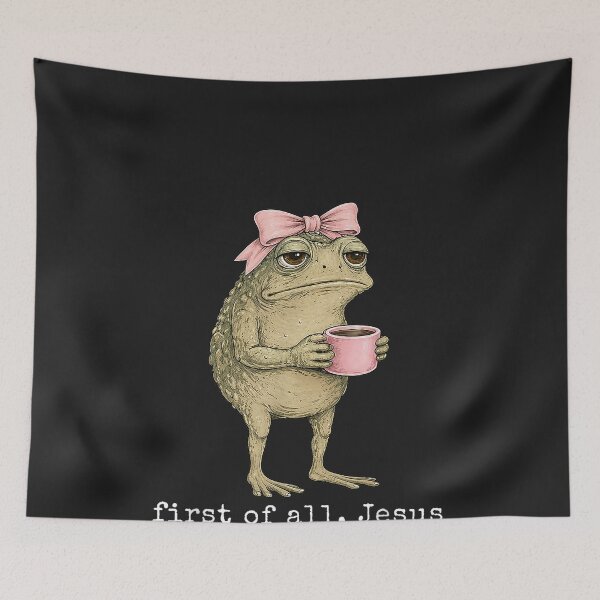 Item preview, First of All Jesus Thinks I'm A Delight Frog Meme designed and sold by CriseldaBruning.