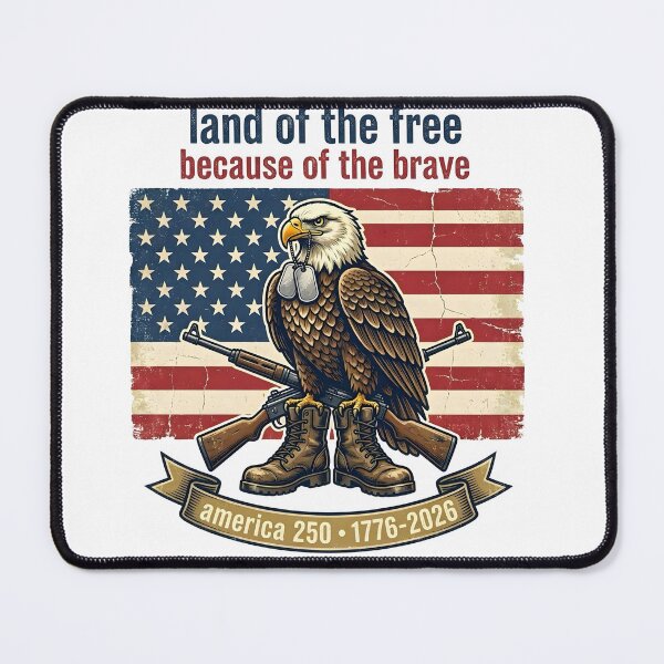Item preview, Land of the Free Because of the Brave - America 250th Anniversary 1776-2026 designed and sold by PatrioticPrints250.