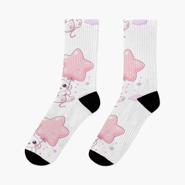 Item preview, Cute Bunny with Pink Star Balloon Kawaii Art designed and sold by StickersHul.