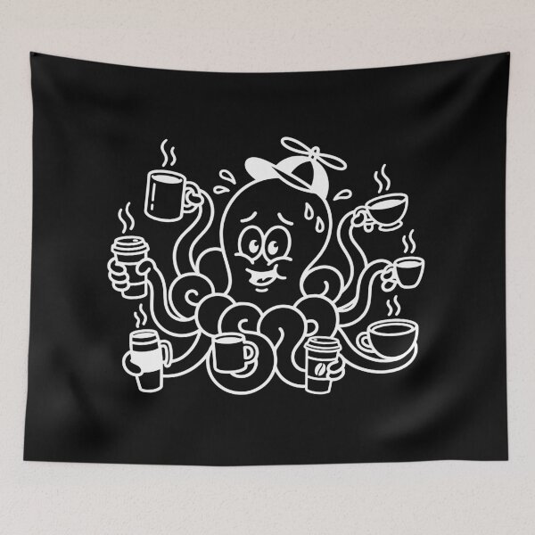 Item preview, Busy Octopus Drinking Too Much Coffee Art designed and sold by Tishirta Store.