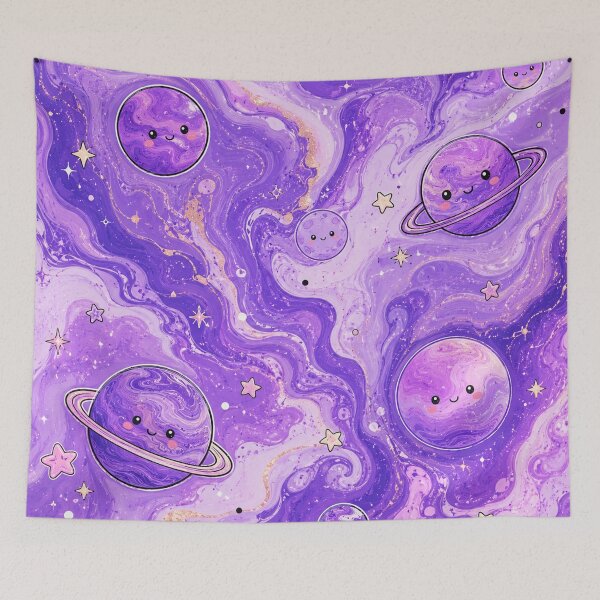 Item preview, Happy Planets in Purple Marble Galaxy designed and sold by EsenciaZen.