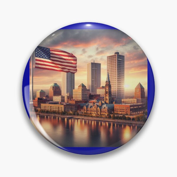 Item preview, Copy of Rochester USA Scenic Skyline With American Flag   designed and sold by PaintMeWorld.