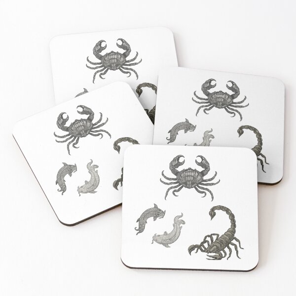 Item preview, Water Zodiac Signs Bundle | Cancer, Scorpio & Pisces Pencil Drawing Collage designed and sold by ManiPopi998877.