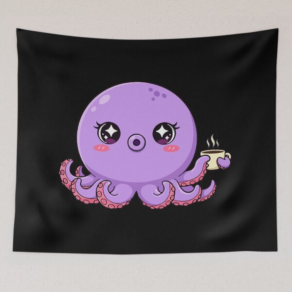 Item preview, Cute Starry-Eyed Octopus Drinking Coffee designed and sold by Tishirta Store.