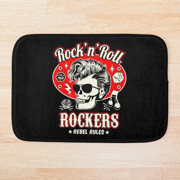 Aperçu de l'œuvre Rockabilly Rock and Roll Tête de mort Rouge et Noir Dés Rockers créée et vendue par MemphisCenter.