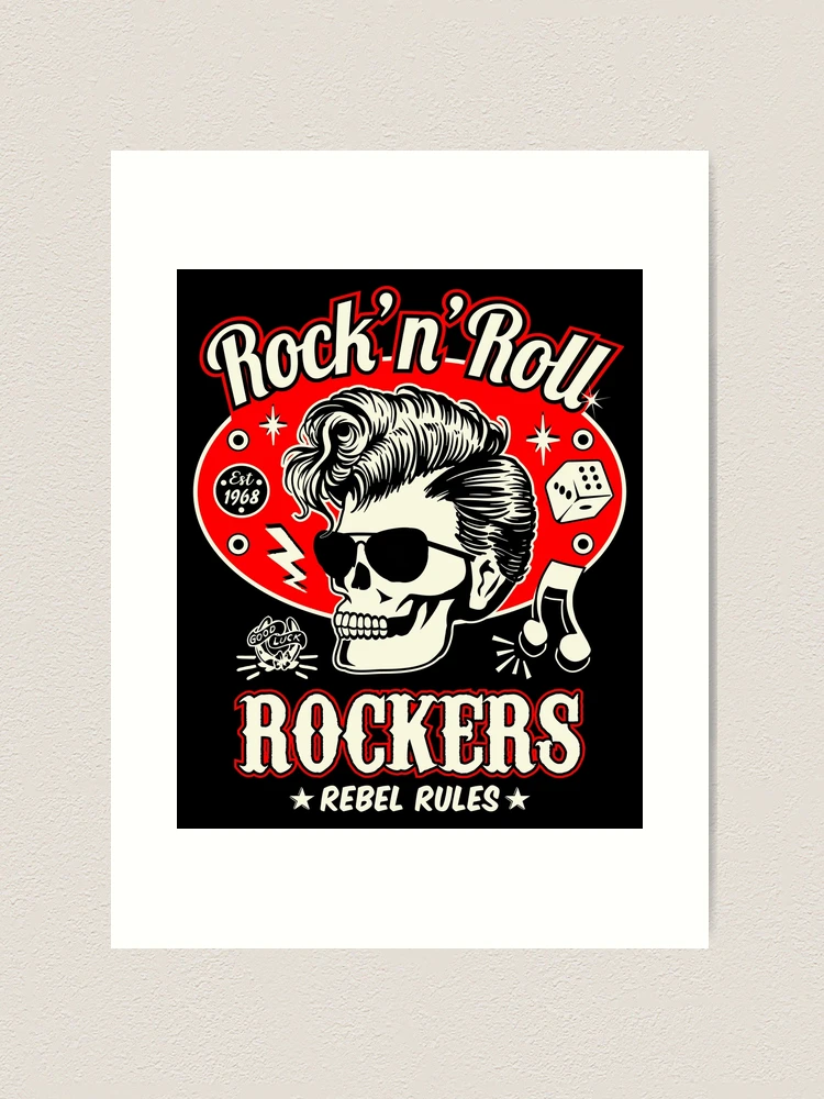 Rockabilly Rock and Roll Skull Red and Black Dice Rockers
