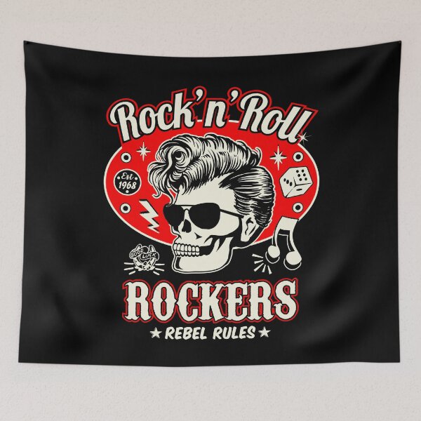 Item preview, Rockabilly Rock and Roll Skull Red and Black Dice Rockers designed and sold by MemphisCenter.