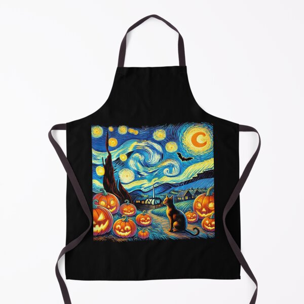 Item preview, Halloween Van Gogh Starry Night Black Cat Pumpkins Bats designed and sold by Littermin.