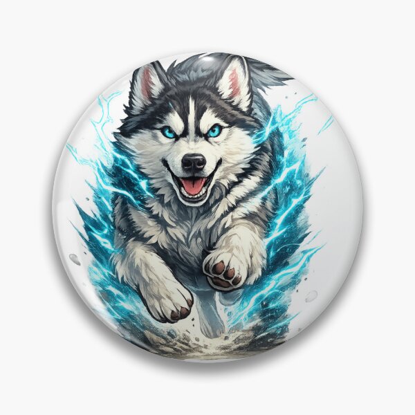Item preview, Running Siberian husky Dog | Blue Lightning Husky Sticker & T-Shirt Design designed and sold by PawFusionArt.