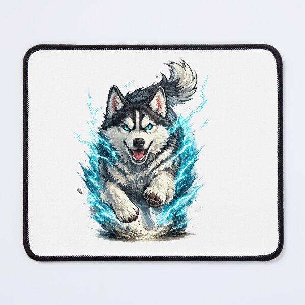 Item preview, Running Siberian husky Dog | Blue Lightning Husky Sticker & T-Shirt Design designed and sold by PawFusionArt.