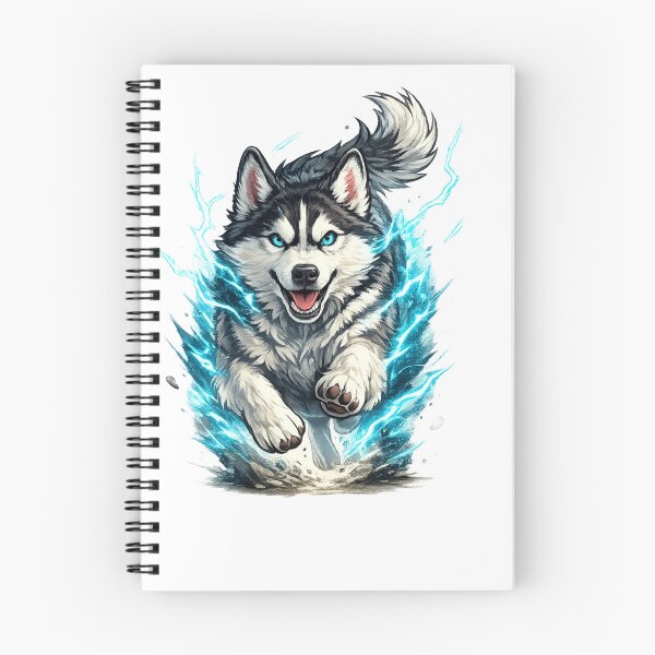 Item preview, Running Siberian husky Dog | Blue Lightning Husky Sticker & T-Shirt Design designed and sold by PawFusionArt.