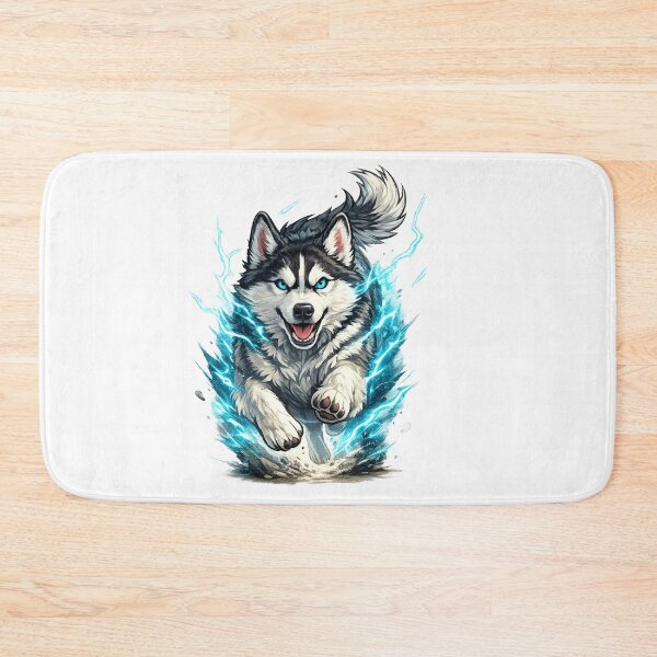 Item preview, Running Siberian husky Dog | Blue Lightning Husky Sticker & T-Shirt Design designed and sold by PawFusionArt.
