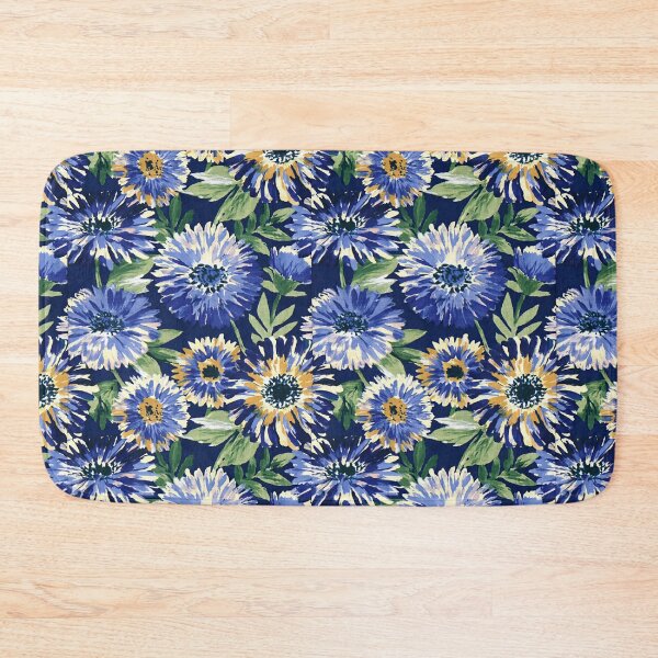 Item preview, Large Scale Navy Blue And White Floral Pattern designed and sold by igraphixart.