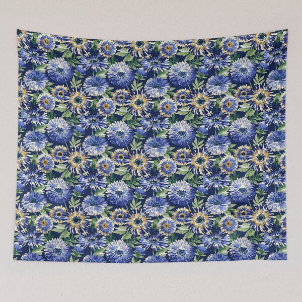 Item preview, Large Scale Navy Blue And White Floral Pattern designed and sold by igraphixart.
