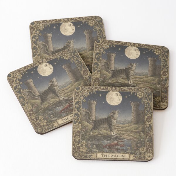 Item preview, The Moon - Tarot Cat designed and sold by PictorialWhimsy.