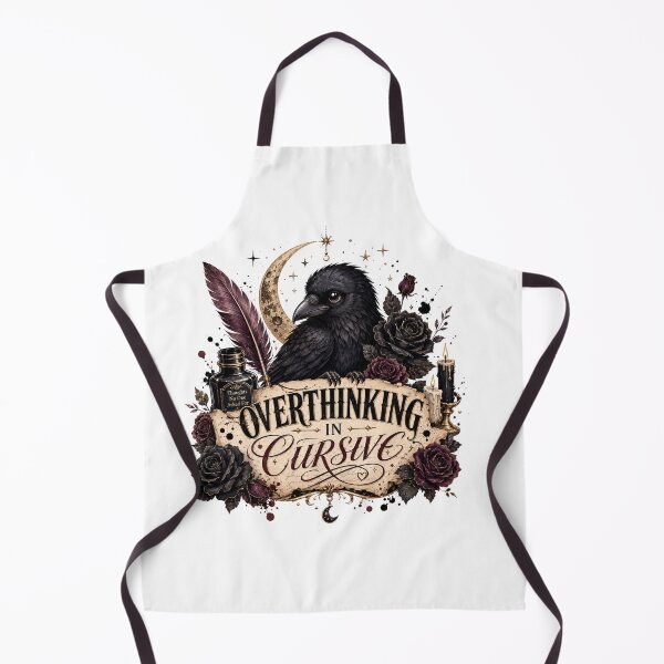 Item preview, Overthinking In Cursive Raven | Poetcore Dark Romantic Design designed and sold by Tinosshop.