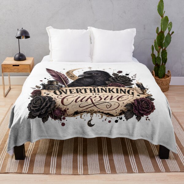 Item preview, Overthinking In Cursive Raven | Poetcore Dark Romantic Design designed and sold by Tinosshop.