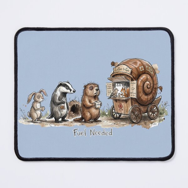 Item preview, Fuel Needed Sleepy Animals Coffee Cart Watercolor Art designed and sold by SoulPT.
