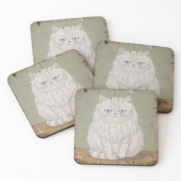Item preview, Long-Haired White Cat, Unimpressed designed and sold by PictorialWhimsy.