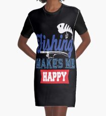 Fishing Makes Me Happy Graphic T-Shirt Dress